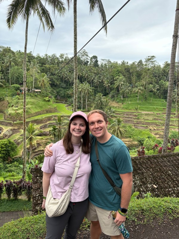 Emily and Bryson above the rice terraces in Bali
