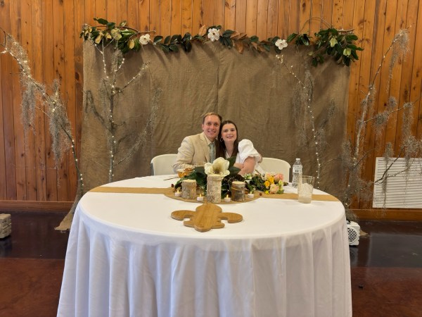 Emily and Bryson at their Louisiana wedding reception