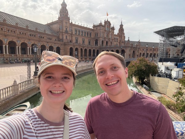Emily and Bryson at Plaza de España in Seville